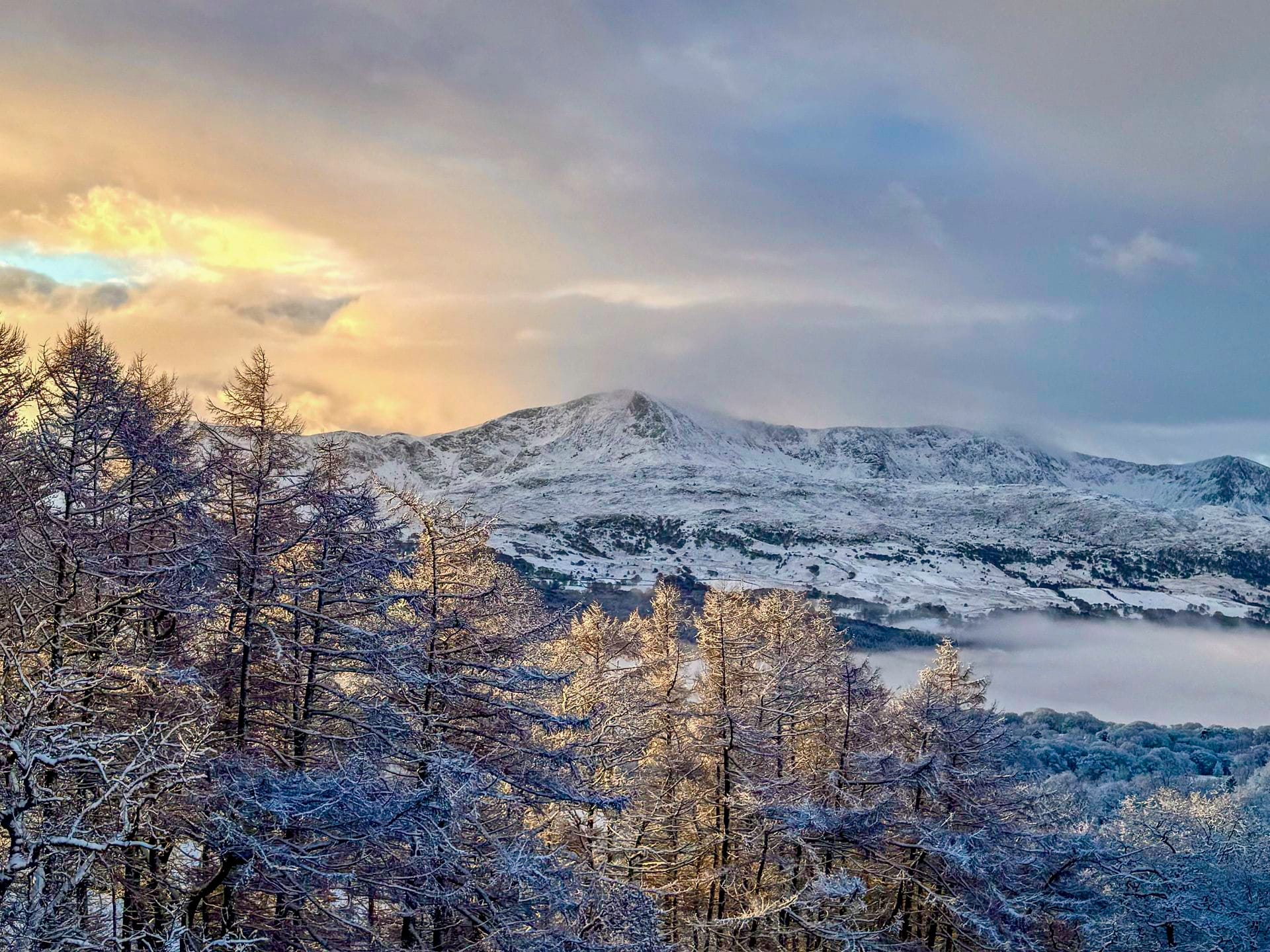 Dolgellau covered in Snow during winter in Wales