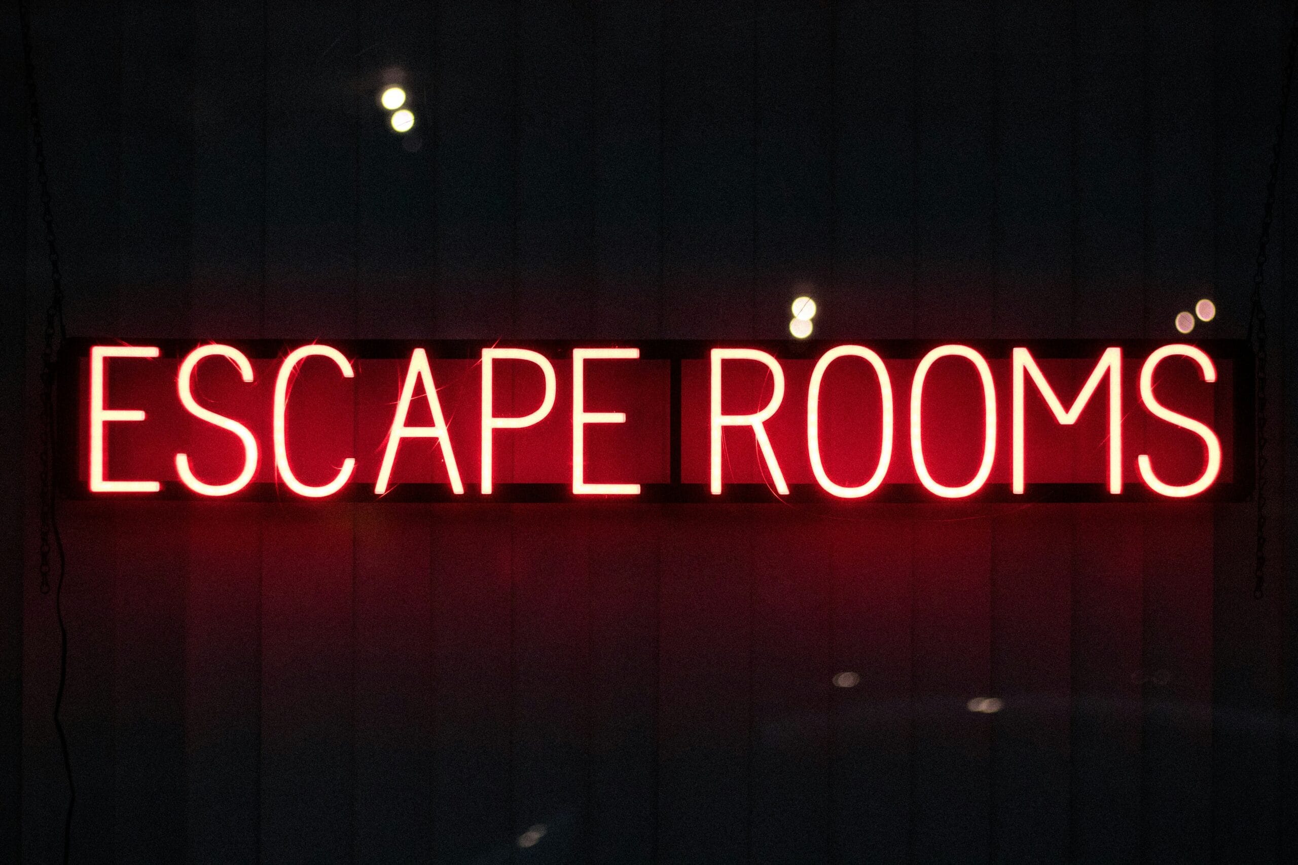 A bright red neon sign spelling out 