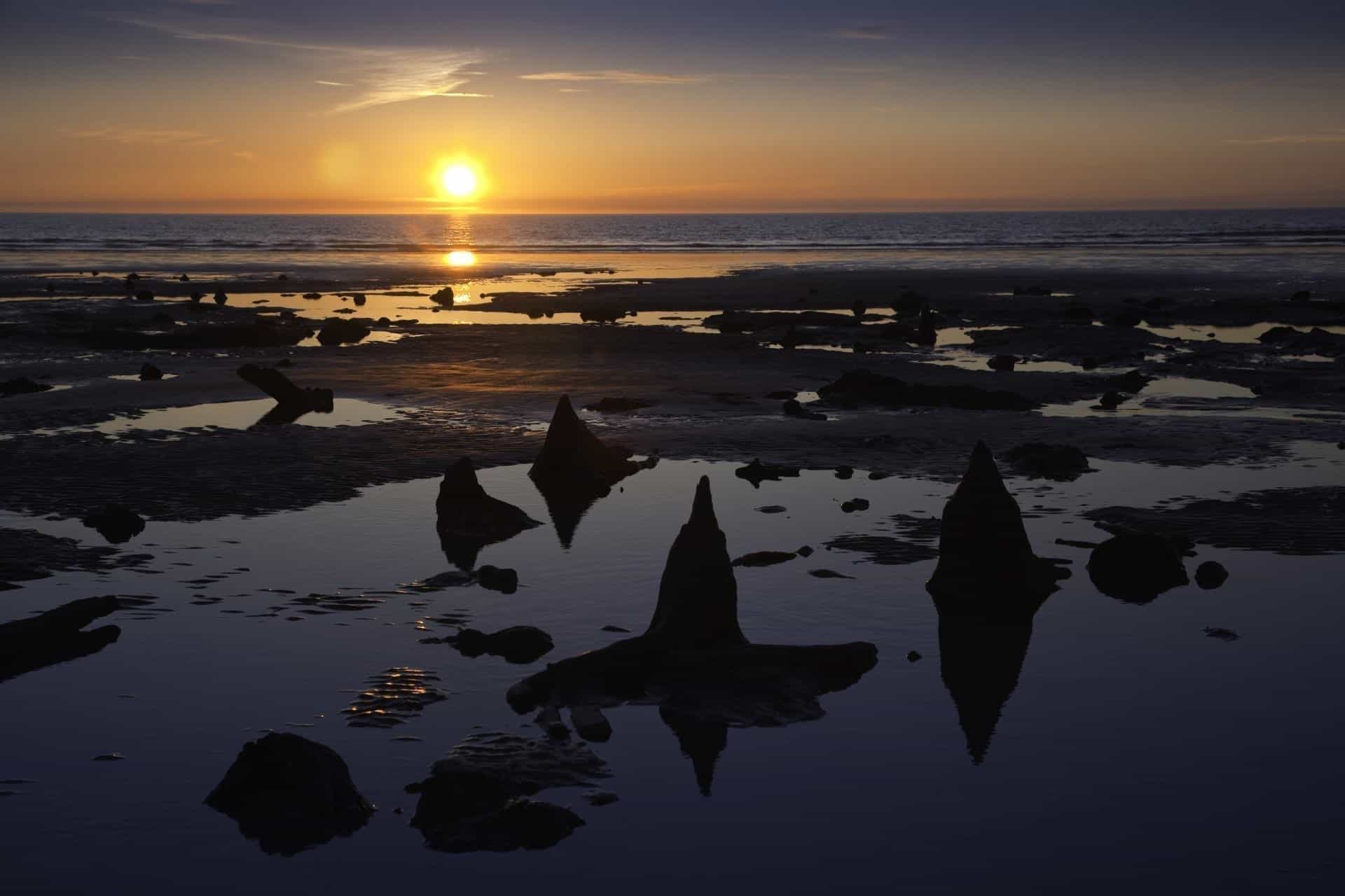 Sunset on a beach in Ceredigion, Mid Wales Coast 
