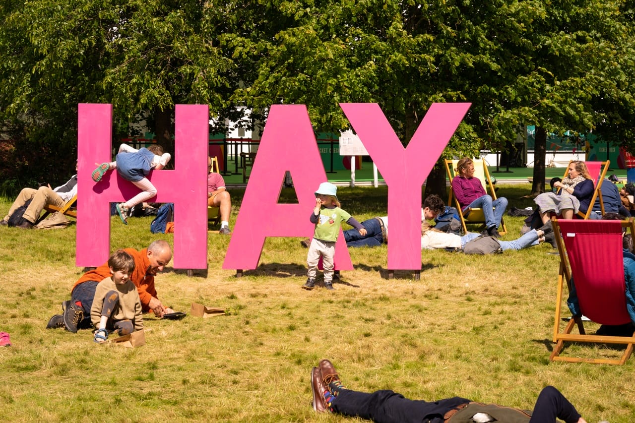 Hay Festival sign spelt HAY.