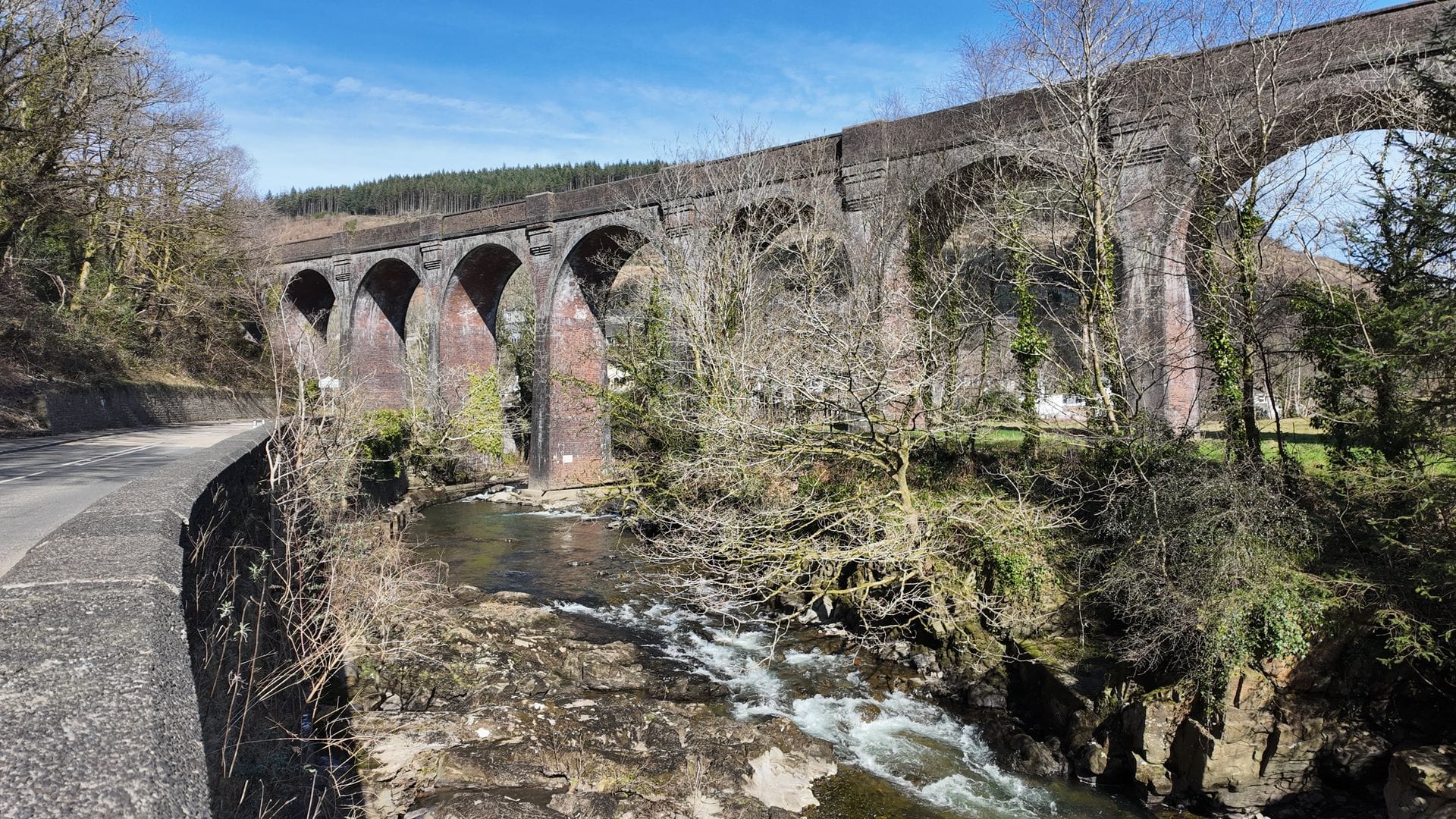 The historic aqueduct and railway viaduct at Pontrhydyfen in the Afan Valley, part of the Richard Burton Birthplace Trail