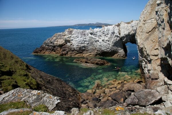 Sea Kayaking at the The White Arch, Rhoscolyn on Anglesey, Wales