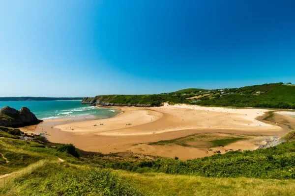 Three cliffs bay beach in Gower, Swansea