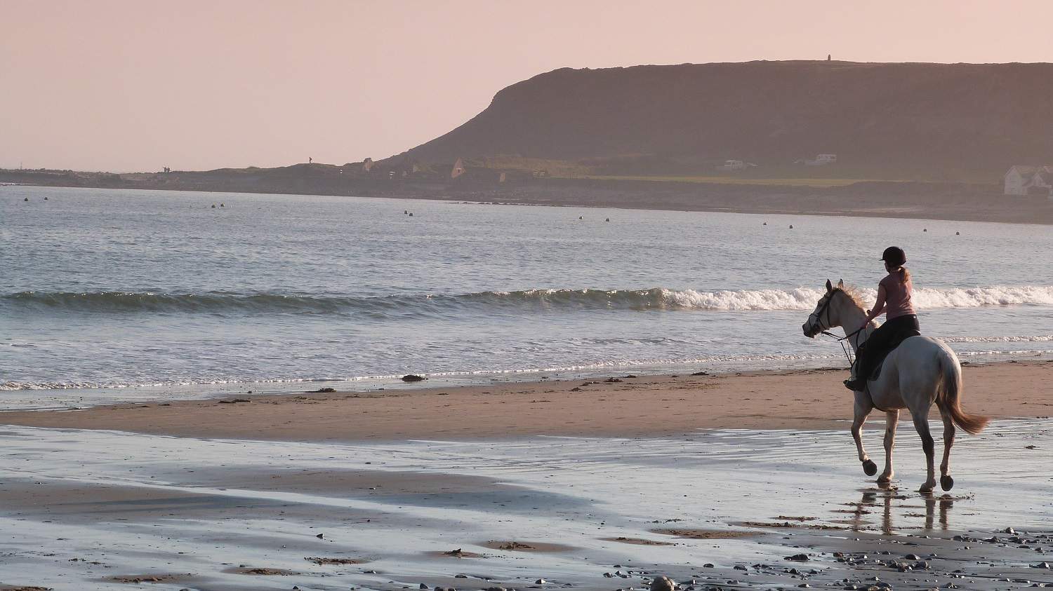 girl riding horse on beach
