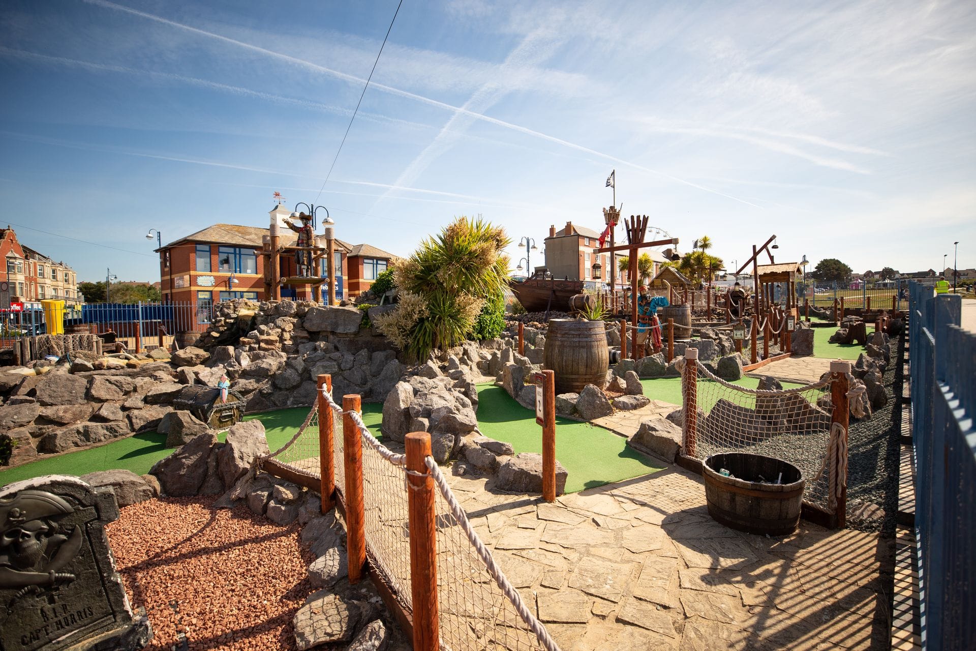 Children's adventure playground and crazy golf at Barry Island, Wales
