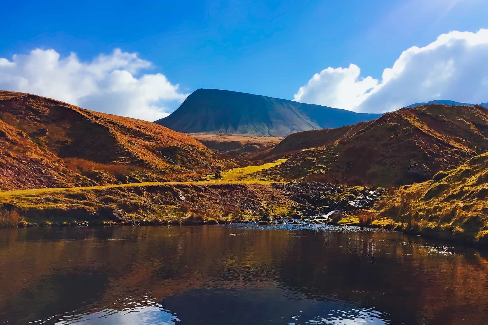 Mountain in the background with a lake in the foreground
