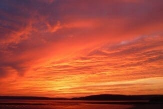 red and yellow sunset in Wales