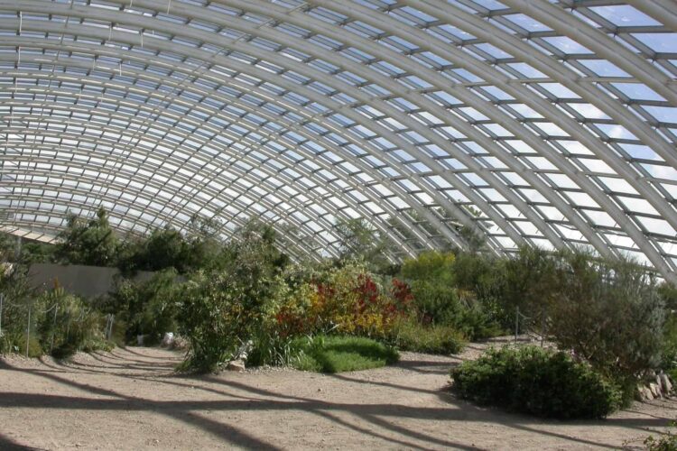 geodesic greenhouse in the Welsh Botanic Gardens