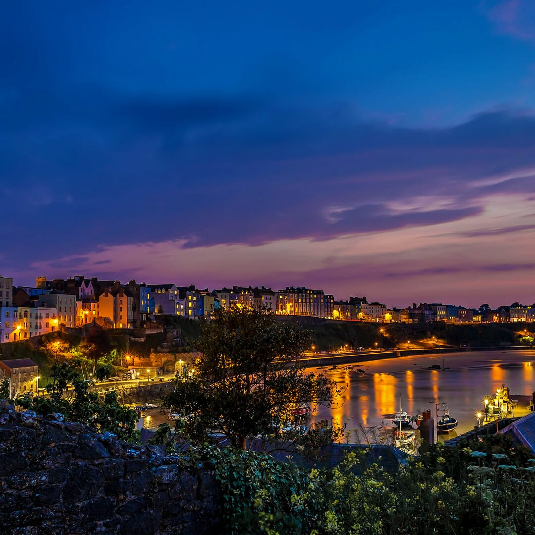 sunset at the seaside in Wales